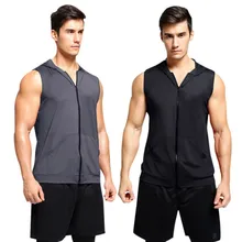 Летняя мужская майка без рукавов быстросохнущая дышащая нижняя с капюшоном Влагоотводящая Футболка повседневный жилет спортивные топы