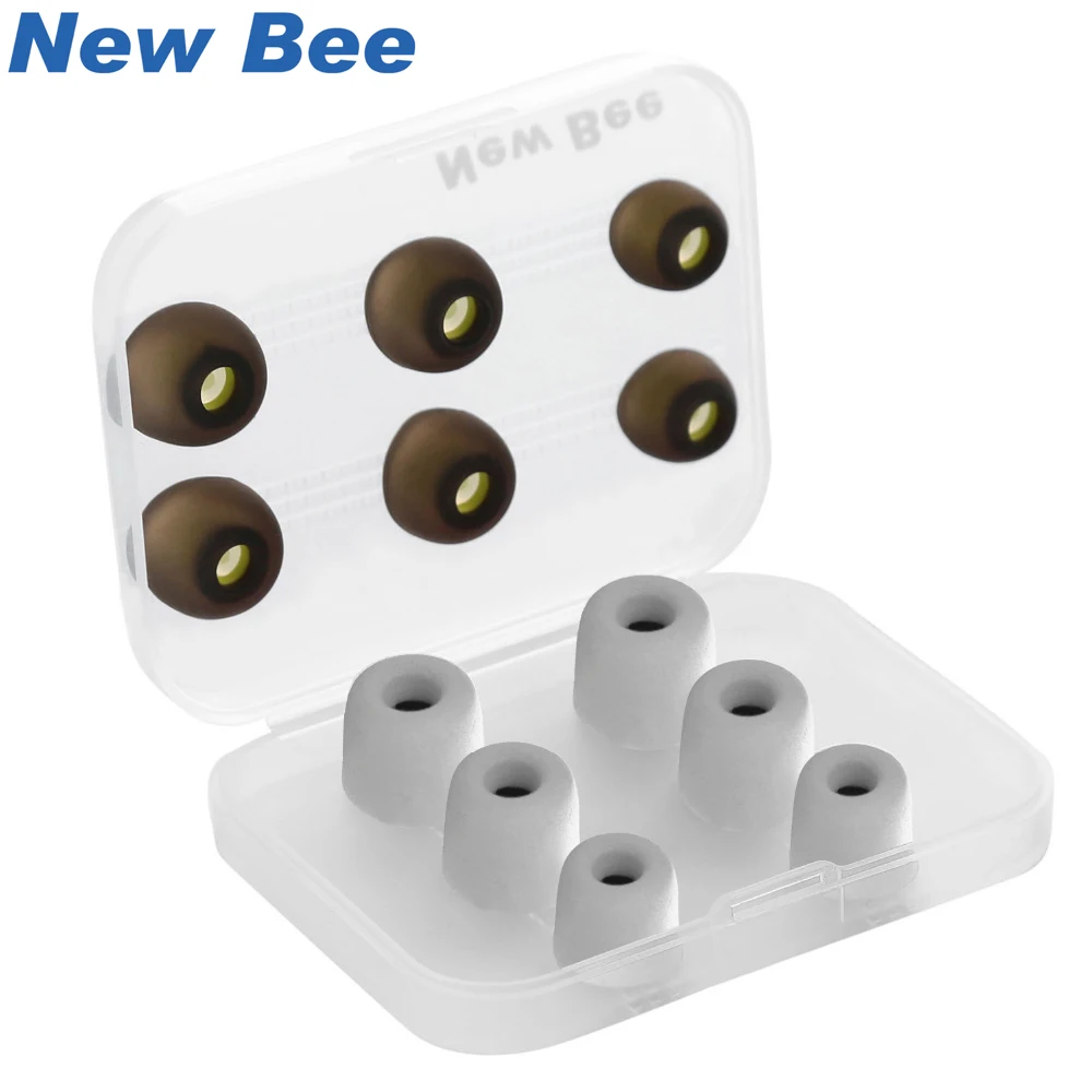 

New Bee Headphone Tips Ear Pad Earphone Earbuds 3 pairs Memory Foam tips & 3 pairs Silicone Earbuds Accessories for Headset Gray