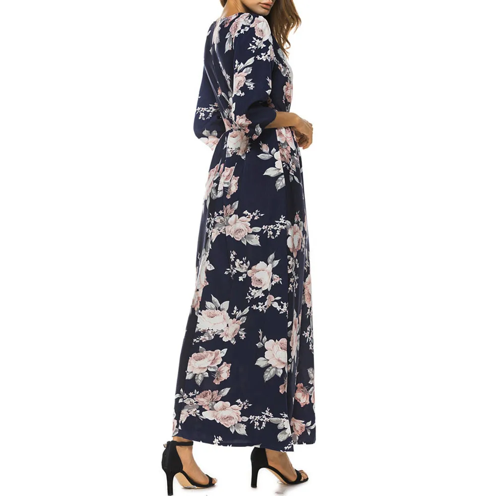 Женское вечернее платье Boho длинное винтажное с цветочным принтом и коротким