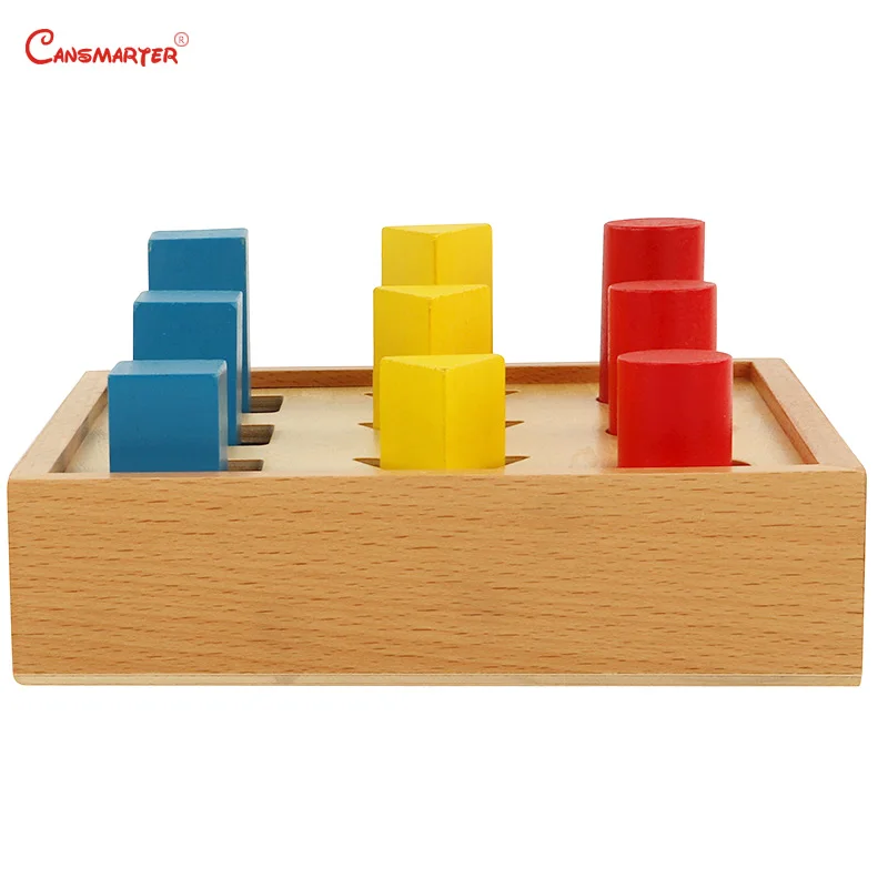  Sensory Toys Montessori Geometric Block Cylinder Beechwood Educational Teaching Toys 3-6 Year Baby  - 33036848635