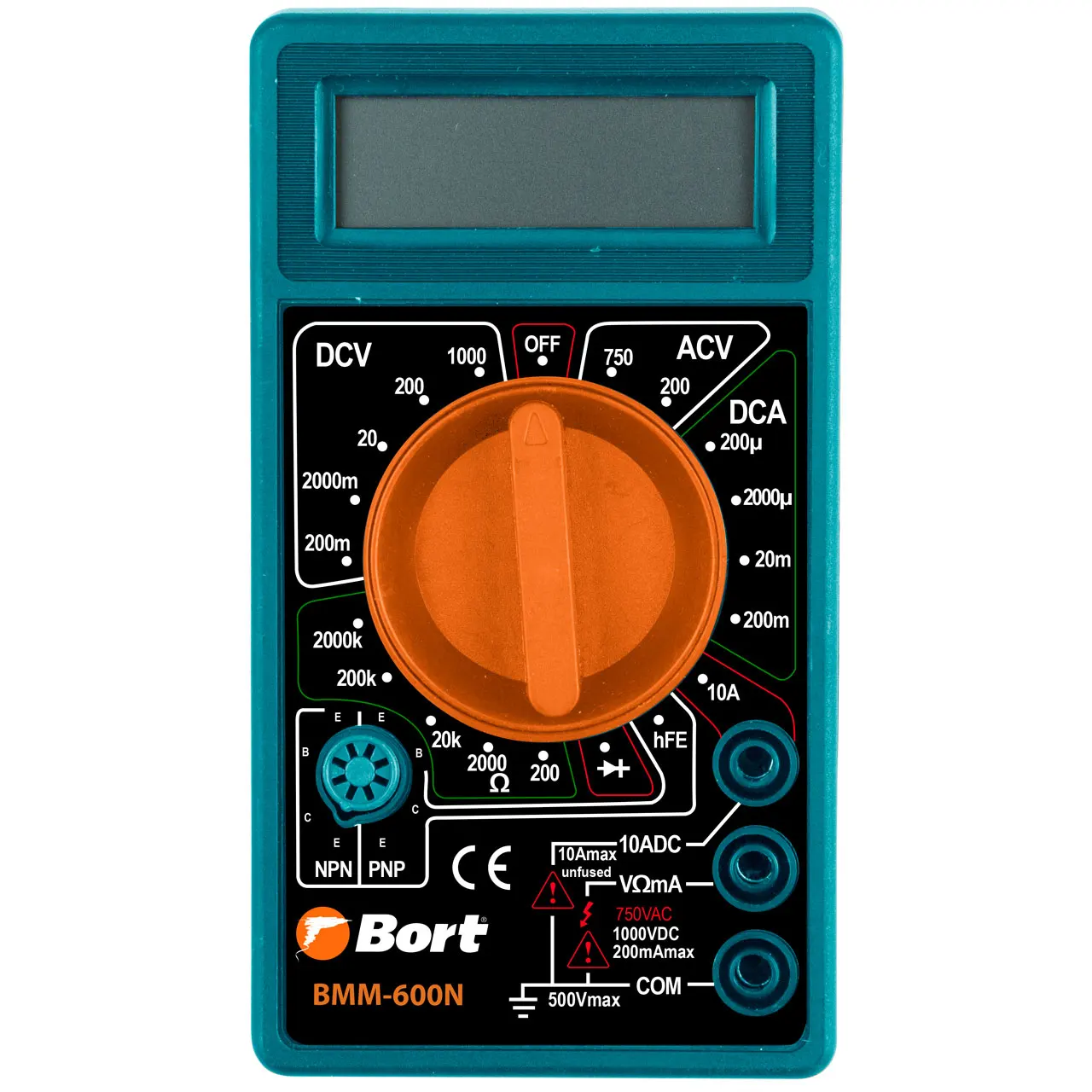 Мультитестер Bort BMM-600 (измерение постоянного, переменного тока, сопротивления, компактный корпус, щупы батарея в комплекте)