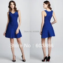 Sexy Verbandkleid, Figurbetontes Kleid Cocktail Party Kleid Blau HL379 # XS S M L