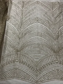 

New arrival yaking-330 french net lace fabric with glued glitter sequins lace african tulle lace fabric