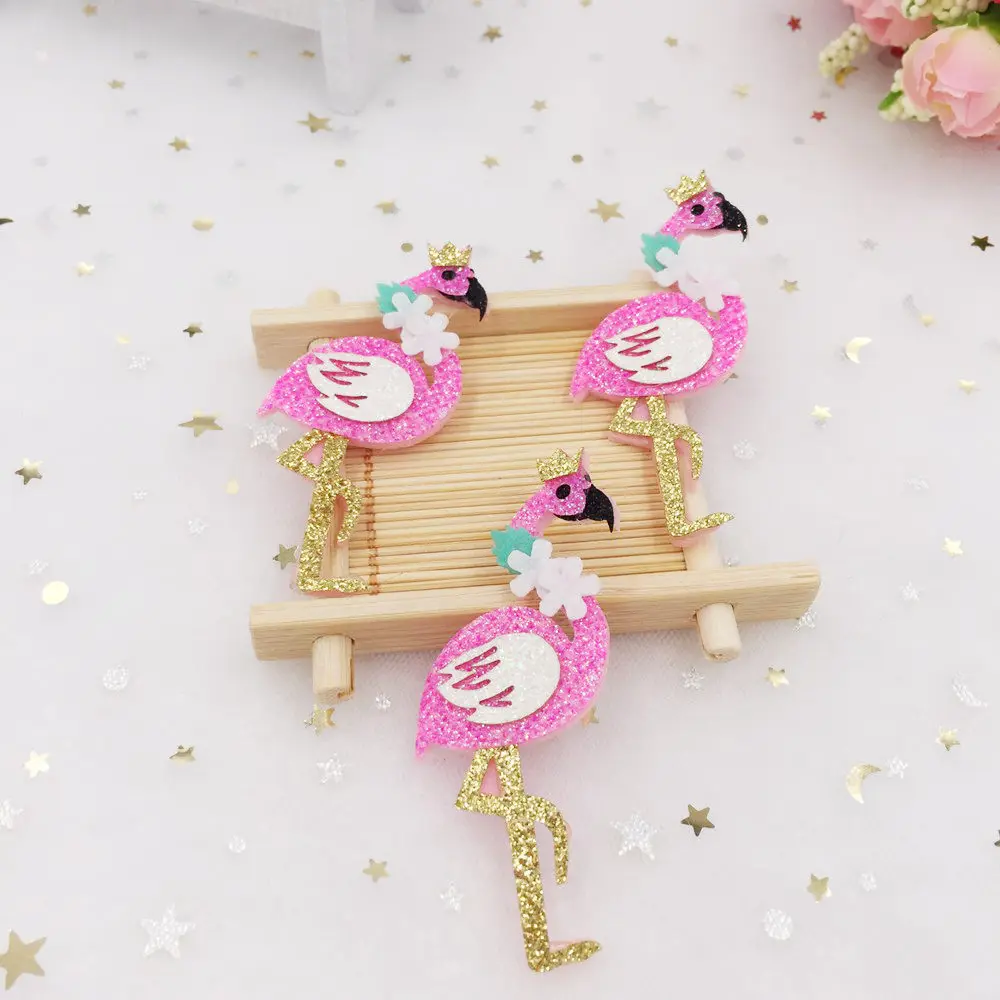

5pcs 30*70mm Felt Glitter Flamingo Patches Applique for Clothes Stickers DIY Hair Clips A132
