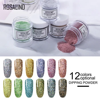 

ROSALIND Dip Powder Nail Art Polish Gradient Shining Chrome Pigment Dipping Powder Set Holographic Glitter Nail Flakes Sequins