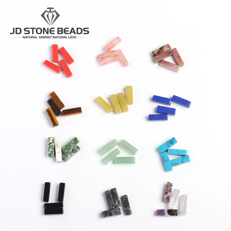 

18colors Natural Rectangle Loose Beads Lapis Amethyst Yellow Jade Red Quartz DIY Accessorise 4x13mm Pick Size for