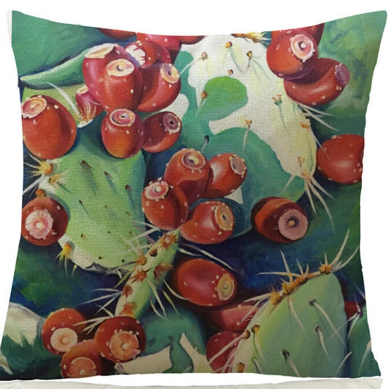 Cactus Tropical Flower Linen Pillow Case Sofa Car Throw Cushion Cover Decorative Pillows Cover for Home Decoration Pillowcase