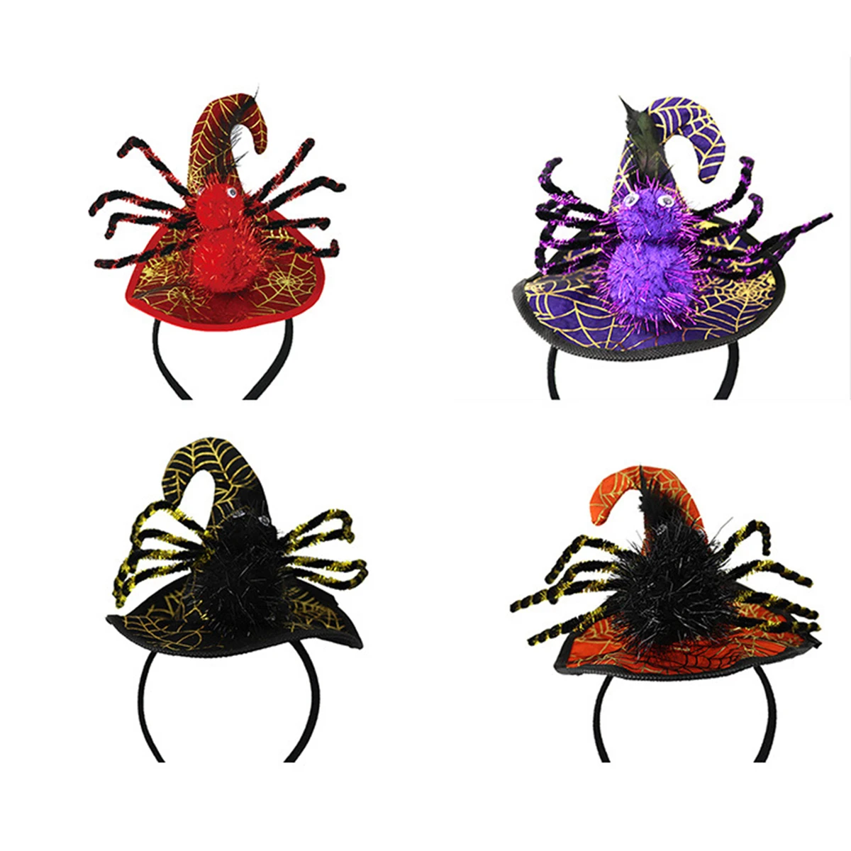 

4Pcs Halloween Headband Eight-Claw Spider Hat Hair Band Hair Hoop Halloween Party Witch Hair Accessories Kids Dance Party