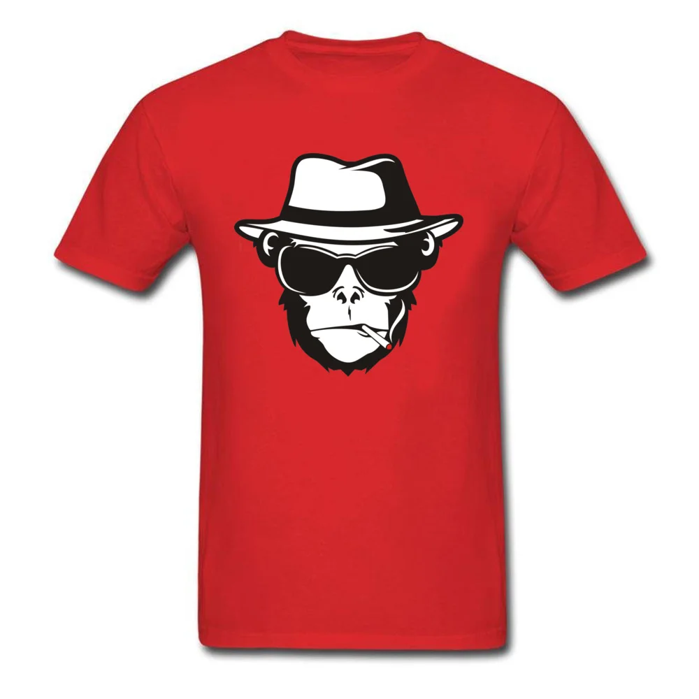 Monkey with sunglasses Cool Short Sleeve Tops Tees Thanksgiving Day Crew Neck Pure Cotton Men's T Shirt Cool Tee Shirt Faddish Monkey with sunglasses red