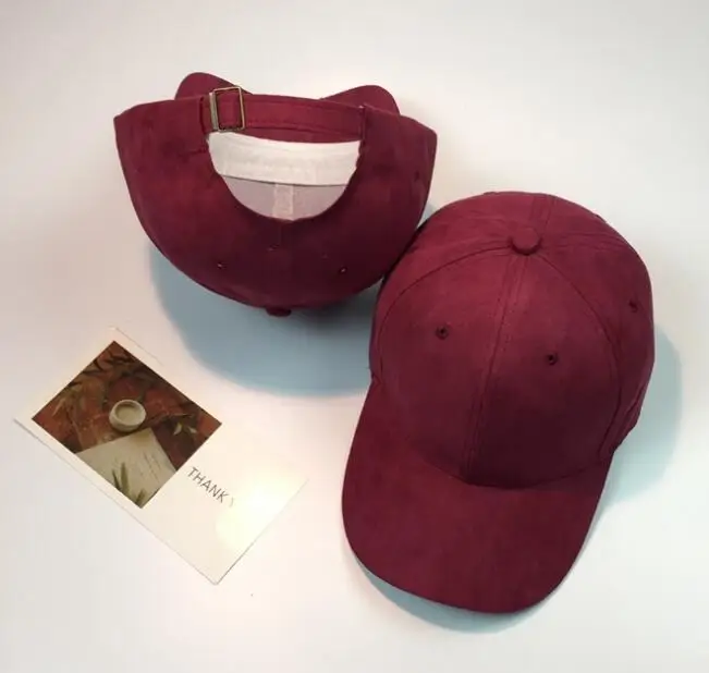Бургундия Новая простая замша Бейсболка Кепка Gorras брендовая бейсболка зима-Осень Хип Хоп плоская шляпа Кепка кость Кепка Регулируемая Мужская Женская Бейсболка - Цвет: Бургундия