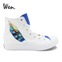 Вэнь перо граффити парусиновые лоферы на плоской подошве высокие вулканизированные туфли ручная роспись дизайн унисекс нейтральные повседневные плимсоллы