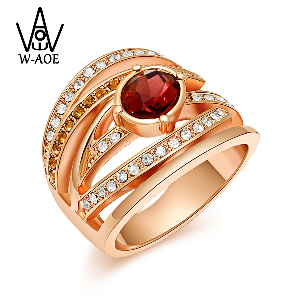 

Fashion Rose Gold Color Crystal Wedding Rings For Women Girl Trendy Multilayer Cross Rhinestone Engagement Finger Ring Jewelry