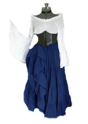 Косплей средневековый дворец платье принцессы взрослые костюмы на Хэллоуин для женщин кружева Длинные Сексуальные размера плюс вечерние Хеллоуин костюм - Цвет: Синий
