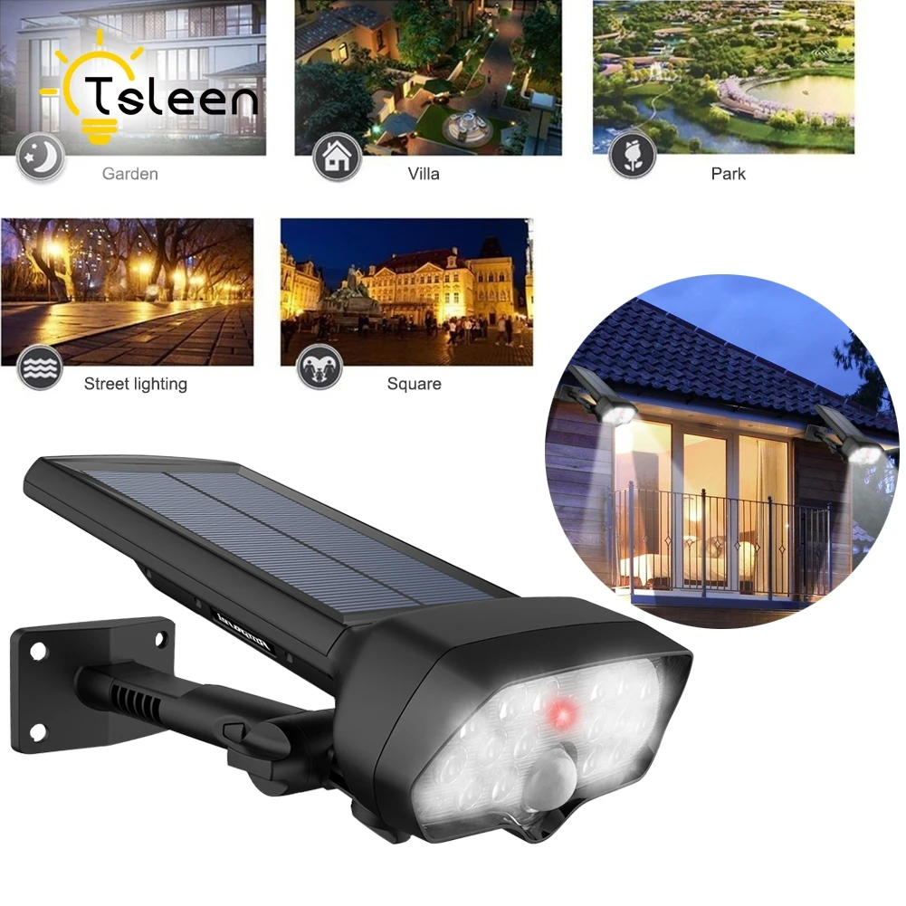 

Upgraded LED Solar Power PIR Motion Sensor Wall Light Outdoor IP65 Dim/Pir Auto Sensor 17 LEDs Solar Lamp Yard Garden light