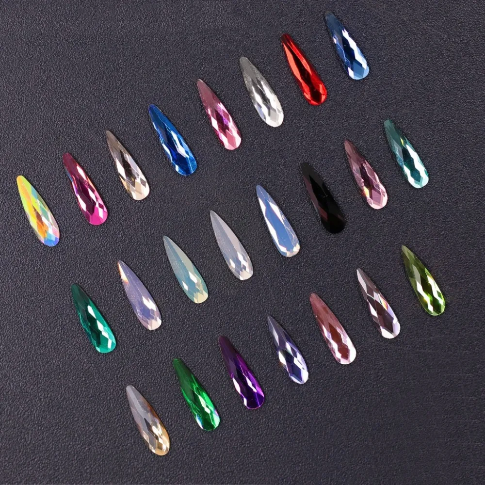 50 шт./лот Стразы для ногтей 3x10 мм, Кристальные блестящие камни для ногтей, 3d дизайн, украшение для ногтей