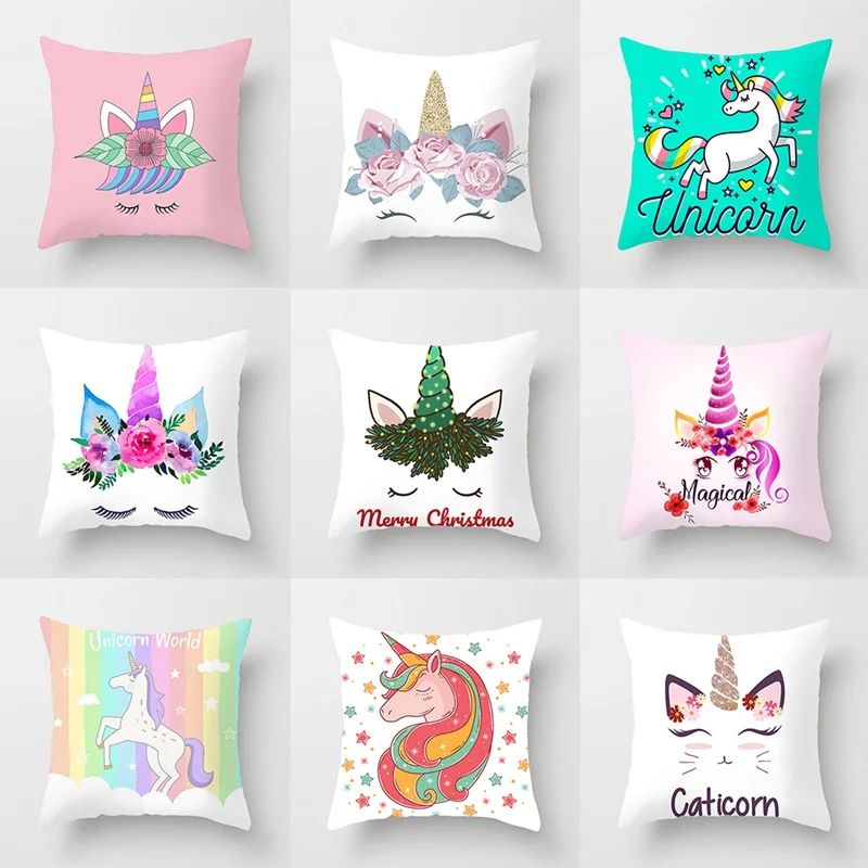 Cartoon Unicorn Throw Pillow Case -Unicorn Fashion
