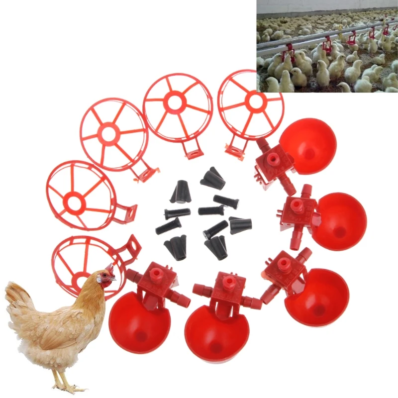 5 Pack Poultry Water Drinking Cups with Nuts Chicken Plastic Automatic Drinker 