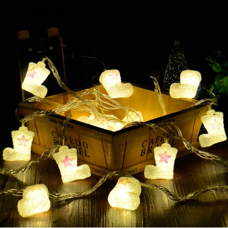 

YINGTOUMAN Cute Chrismas Boots Plugs Type Lamp LED String Light Christmas Holiday Wedding Party Decoration Lighting 5m 30LED