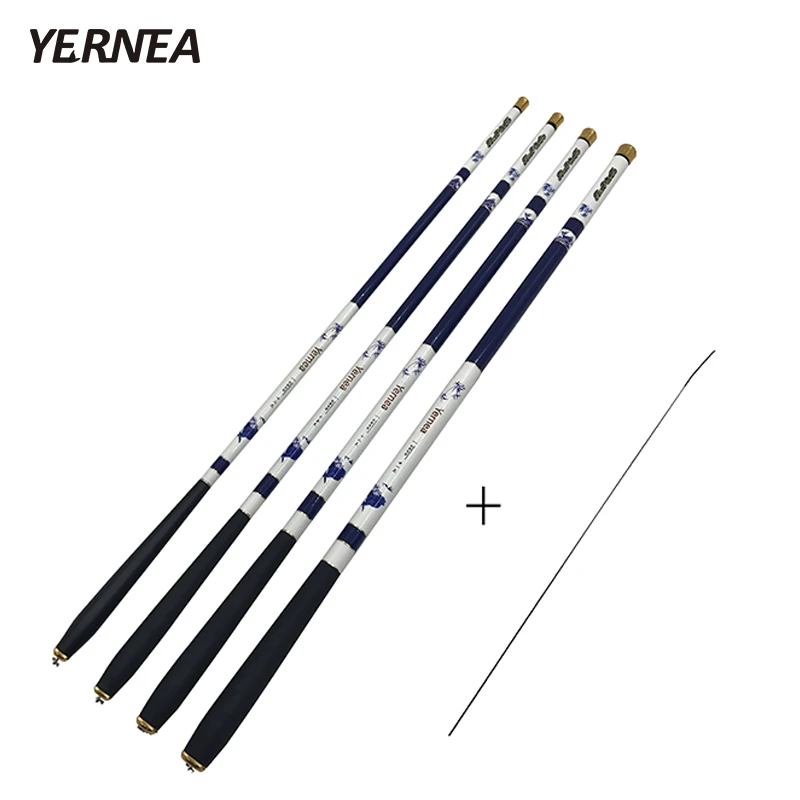 Yernea 99% ألياف الكربون قصبة الصيد الكربون خفيفة للغاية الكارب تلسكوبي الصيد القطب 3.6 متر 4.5 متر 5.4 متر 6.3 متر + 1 الغيار أعلى نصائح قضيب