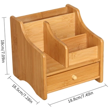 

Multifunctional Storage Box Bamboo Desktop Remote Controller Drawer Coffee Cosmetics Stationery Table Rack For Living Room
