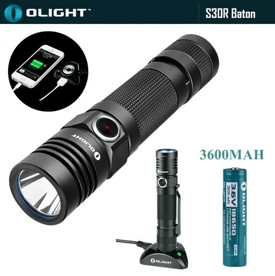 

2015 New Olight S30R Baton II Led Flashlight Cree XM-L2 Led 1020 Lumens Led Torch Rechargeable+ 3200mAh Battery+USB Charger