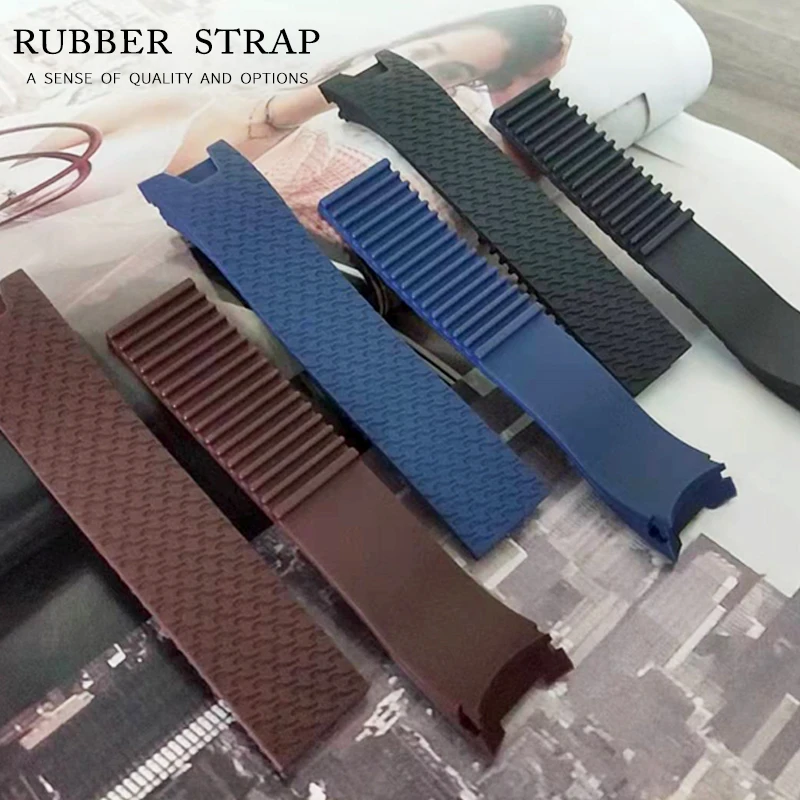 

20x18mm Woman Black Brown Blue Waterproof Silicone Rubber Replacement Wrist Watch Band Strap Belt For Ulysse Nardin Watch Lady