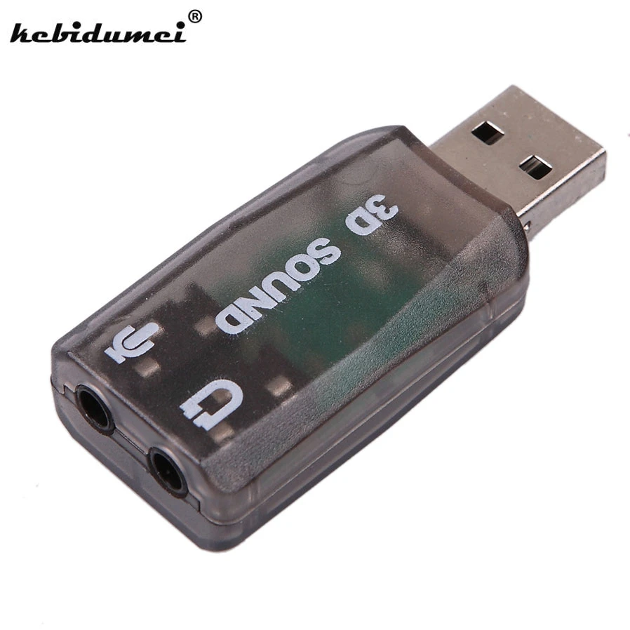 

kebidumei New External USB 2.0 Sound Card 3D Audio 5.1 Sound Card Adapter 3.5mm Mic Speaker earphone Interface For Laptop PC
