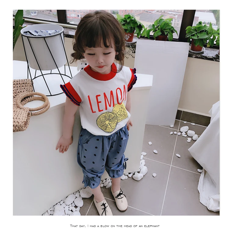 

2019 New Summer Item Girl Print Lemon T-shirtt Two Colors
