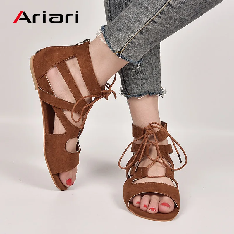 

Summer Sandals Women Cross-tie Women Flats Fashion Sandals Designer Lace up Band Ladies Gladiator Sandal Shoes Zapatos Mujer
