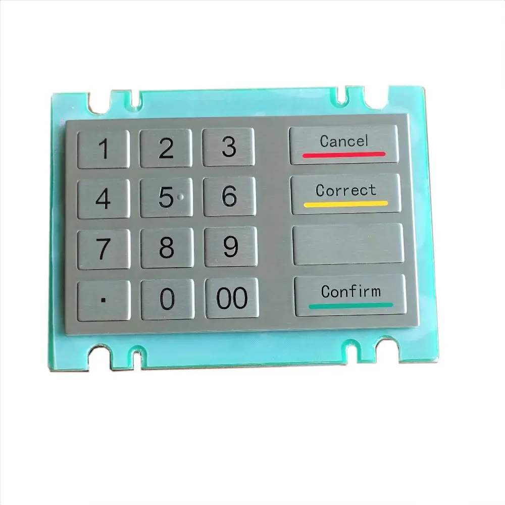

16 ATM type key button ruggedised IK07 vandal-resistant and waterproof IP65 metal numeric keypad with flat keys and USB/PS2