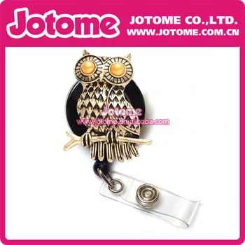 

Costume Jewelry Crystal Rhinestone Big Crystal Rhinestone Cute Owl Retractable Badge Reel/ ID Badge Holder