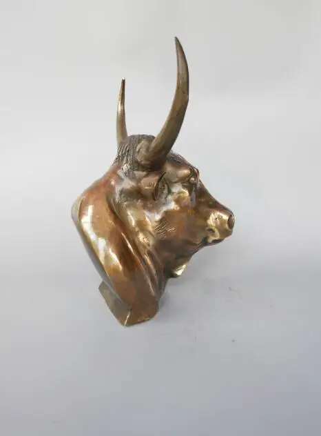 Китайская Чистая латунь точность производства коровья голова ремесла статуя
