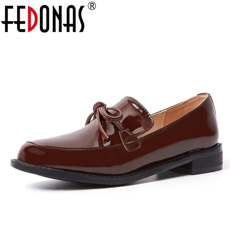 

FEDONAS Women Pumps High Heels Party Simple Round Toe Shallow High Heels Shoes Woman Office Pumps Patent Leather Comfort Shoes