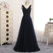 Robe de soiree 2016 Heißer Verkauf naby Blau V-ausschnitt Günstige Abendkleid vestidos de festa Perlen Unter 50 Prom Kleid