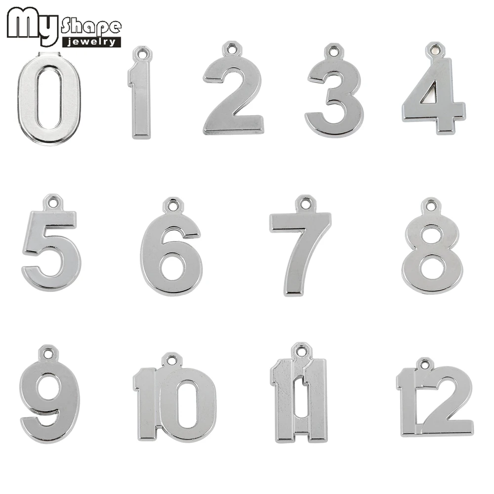 Myshape 1-25 Numbers Charms Zinc Alloy Metal Lucky Number Pendant for Necklace Bracelet Jewelry DIY Accessories Wholesale 20pcs