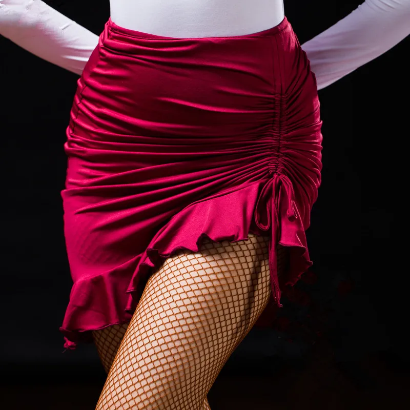 

Sexy Women Lady Latin Skirt Black Red Green Drawstring Salsa Tango Rumba Samba Paso Ballroom Dance Dress Square Hip Hop Clothes