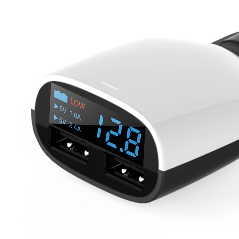 STOD المزدوج USB شاحن سيارة 17 W LED عرض الجهد المنخفض إنذار لفون 5 5 S 6 6 S 7 زائد باد سامسونج هواوي ZTE ZUK DC محول