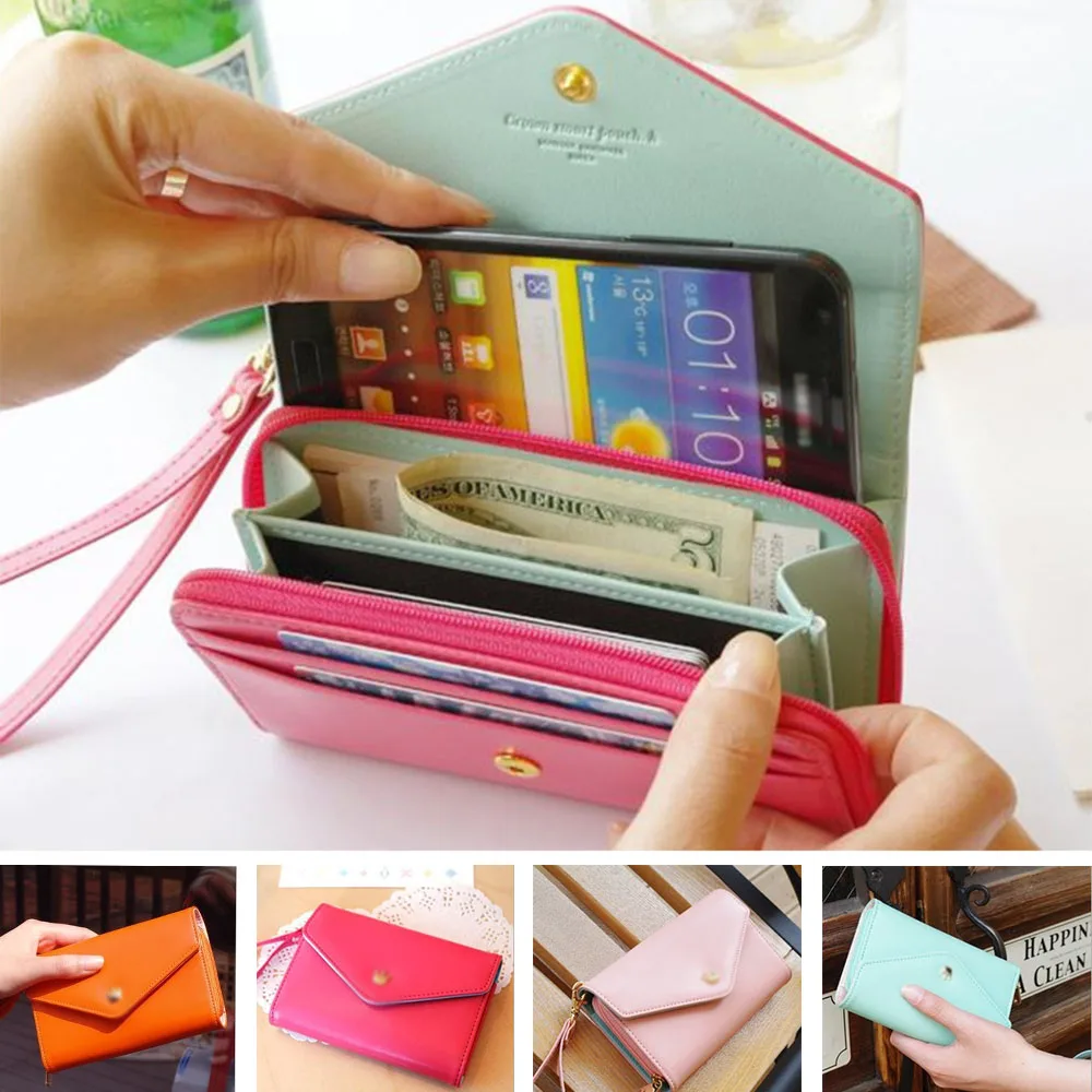 Wallets Fashion Lady Women Leather Clutch Purse Phone Wallet Short Bag Card Holder for iphone 4 5 6 6s | Багаж и сумки