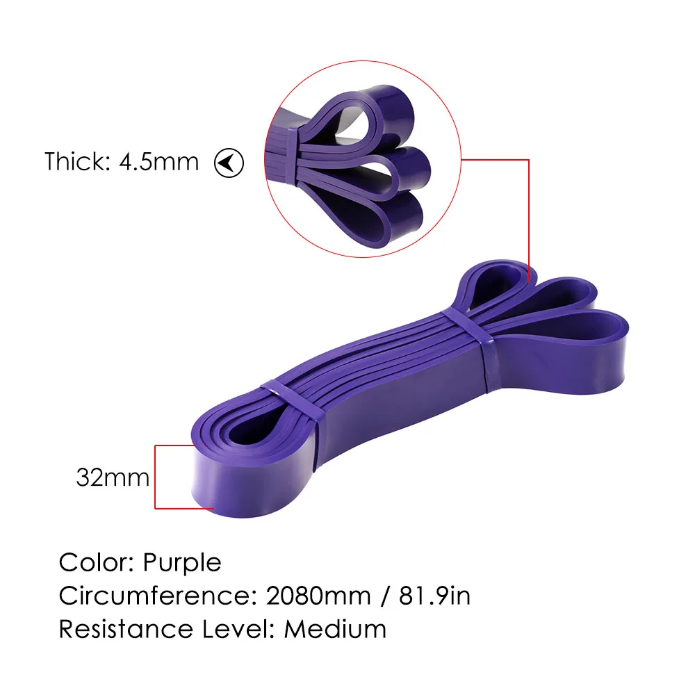 Фитнес-эспандер, эластичная лента для тренировки мышц, латексная растягивающаяся эспандер-петля для йоги, бодибилдинга, подтягивающие Эспандеры - Цвет: Фиолетовый