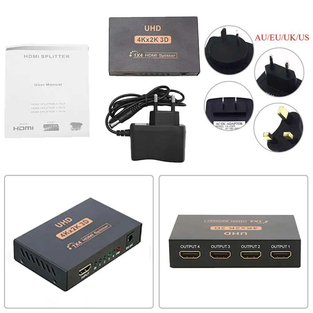 Doulepow Ultra HD 4K 4 порта HDMI сплиттер 1x4 повторитель усилитель 1080P 3D концентратор 1 в 4 выход 1x4 HDMI сплиттер r25