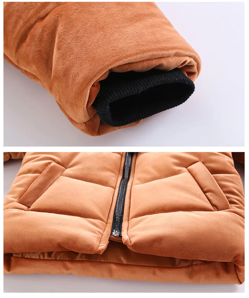 Winter warm gold velvet jacket for boys kids solid hooded down jacket for boys children coats outwear boy clothes (4)
