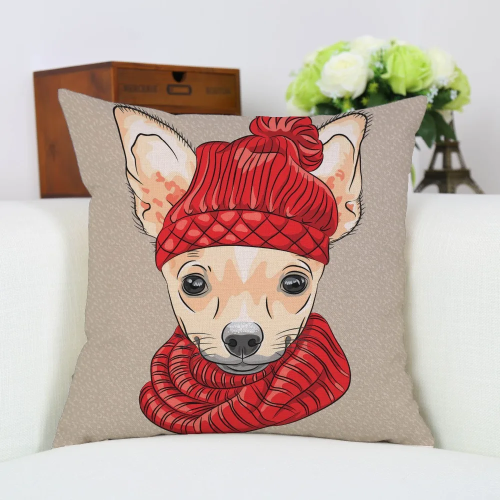 جميل الكلاب للأسرة البوص القطن غطاء وسادة المنزل كنبة مكتب مربع كيس وسادة الزخرفية غطاء الوسادة s