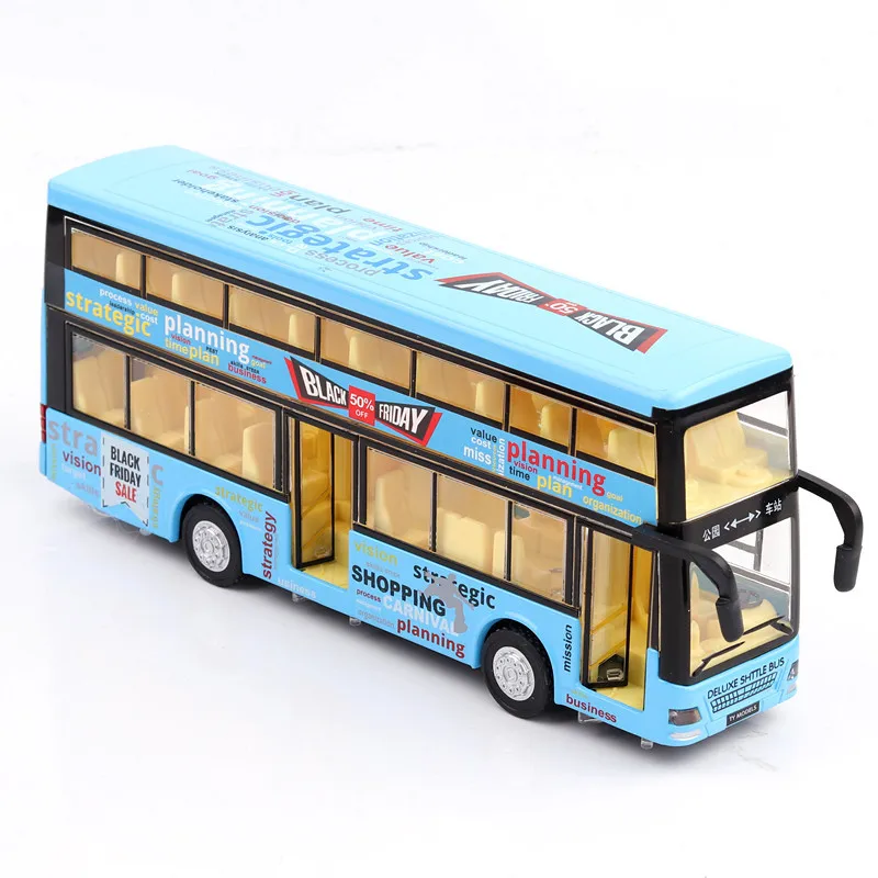 1:36 детский двухэтажный автобус модель сплава машины Голосовая станция