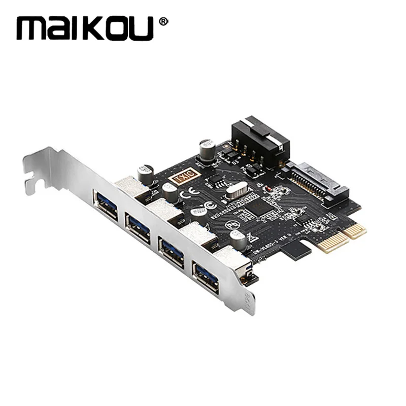 Maikou Dual power PCI-E к USB3.0 карта расширения высокоскоростной Рабочий стол USB3.0 карта расширения