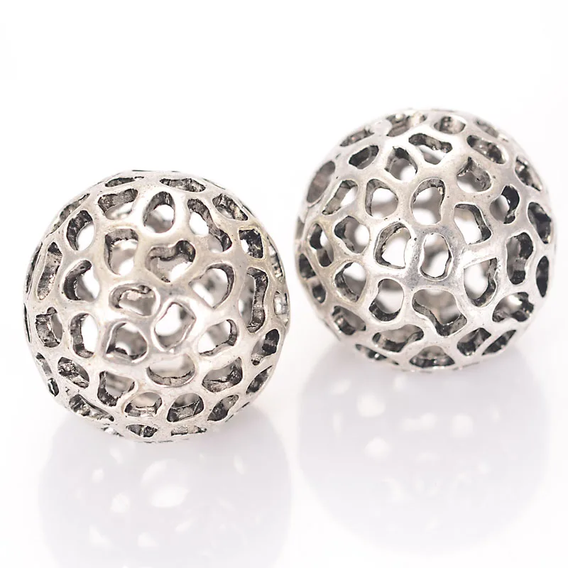 

10Pcs/Lot 18MM Gold Silver Color Plating Tibet Hollow Metal Round Cast Loose Beads For Diy Jewelry Making Accessories