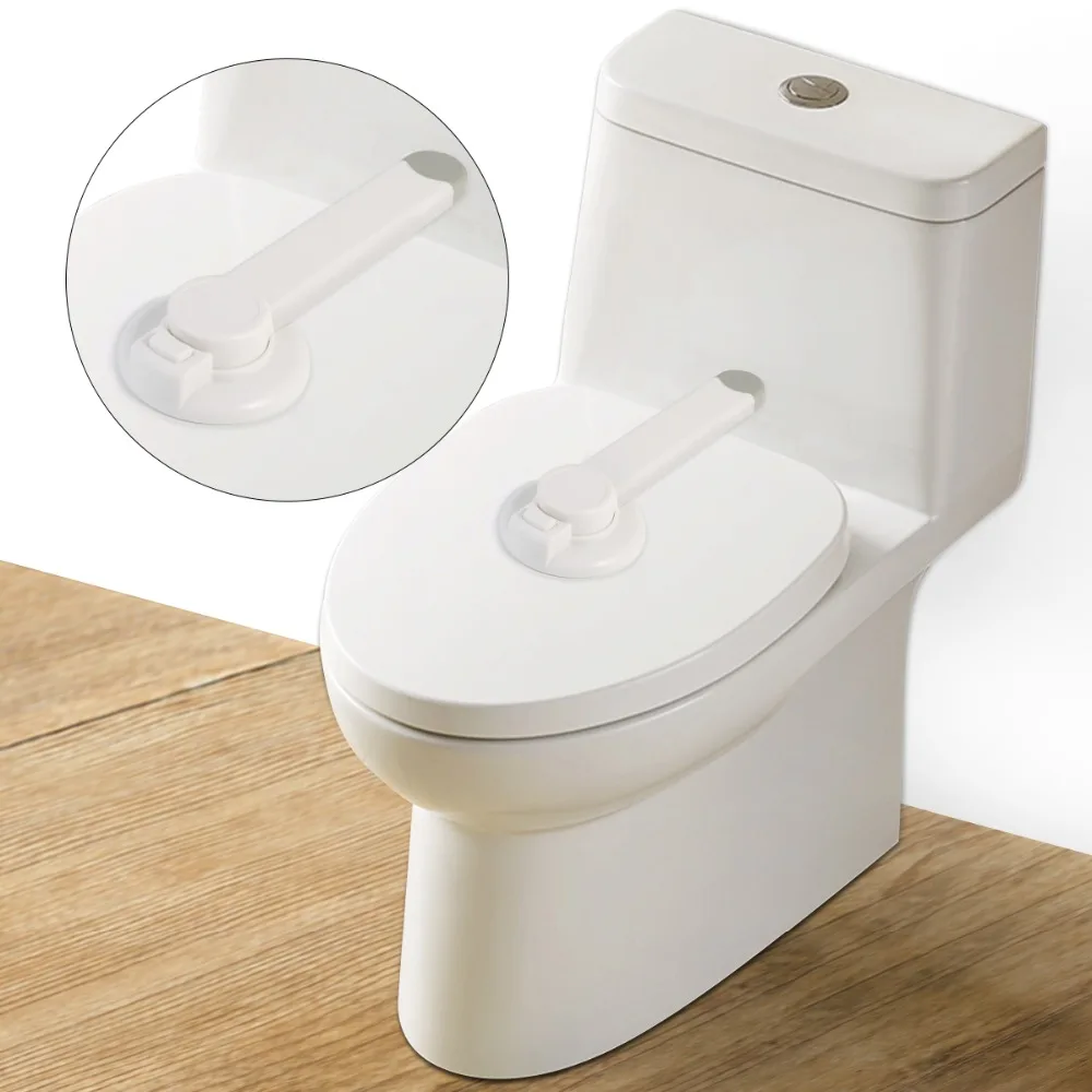 

Baby Toilet Lock Baby Proof Toilet Lid Lock with Arm Installation Adhesive Mount Safety Toilet Seat Lock Fits Mos Toilets