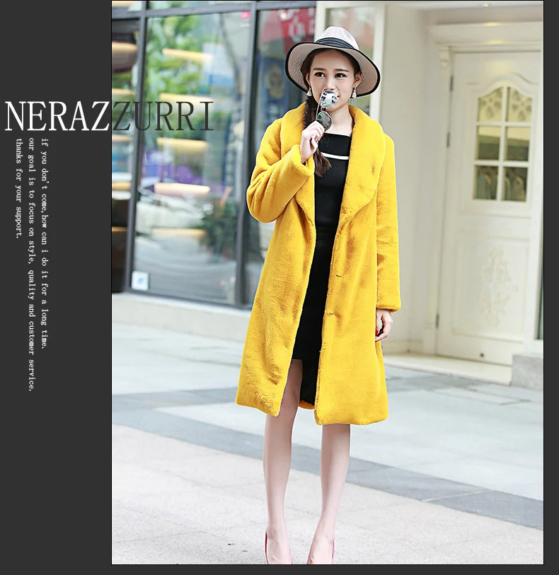 Nerazzurri, Женское пальто из искусственного меха, зима, шаль, воротник, длинный рукав, мех, искусственный мех, уличная одежда, желтый, серый, теплая, пушистая верхняя одежда