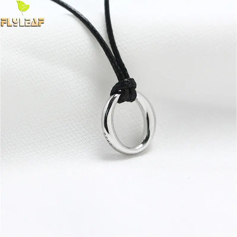 

Flyleaf 925 Sterling Silver Necklace Women Geometric Round Wax rope Fashion Chain Fine Jewelry Party Simple Necklaces & Pendants