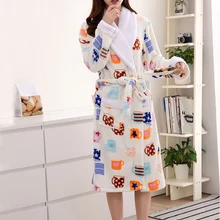 Фланелевый банный халат для женщин и мужчин, одежда для сна, Осень-зима, плюшевый банный халат с принтом для пар, толстый теплый женский халат, Прямая поставка