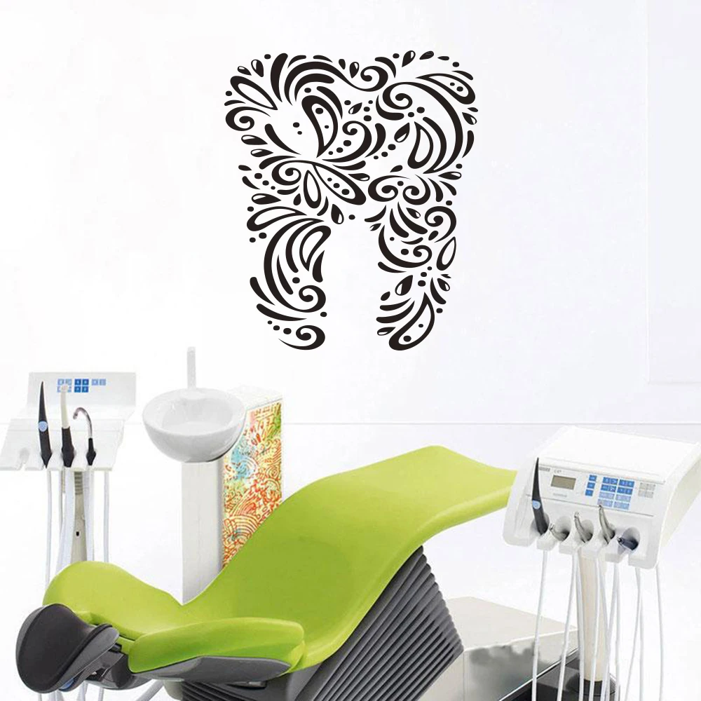 Geometric Teeth  Dental Wall Decal Bathroom Dentist Dental Clinic Abstract Tooth Wall Sticker Dentist  Clinic Vinyl Decor (1)